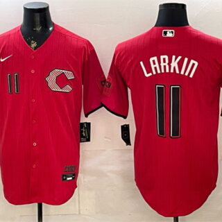 Men's Cincinnati Reds #11 Barry Larkin Red 2026 City Connect Stadium Stitched Baseball Jersey