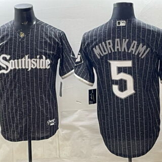 Men's Chicago White Sox #5 Munetaka Murakami Black 2021 City Connect Cool Base Stitched Jersey