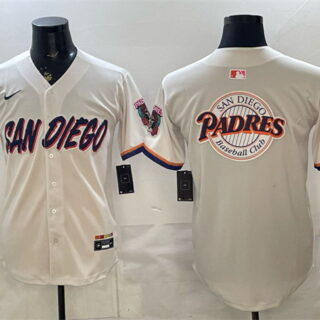 Men's San Diego Padres Team Big Logo Cream 2026 City Connect Stadium Stitched Baseball Jerseys