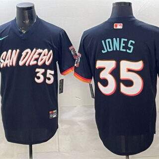 Men's San Diego Padres #35 Randy Jones Obsidian 2026 City Connect Stadium Stitched Baseball Jersey