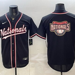 Men's Washington Nationals Team Big Logo 2026 Fashion Replica Black Out Stitched Baseball Jersey
