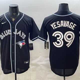 Men's Toronto Blue Jays #39 Trey Yesavage 2026 Fashion Replica Black Out Stitched Baseball Jersey
