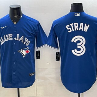 Men's Toronto Blue Jays #3 Myles Straw Royal Stitched Baseball Jersey