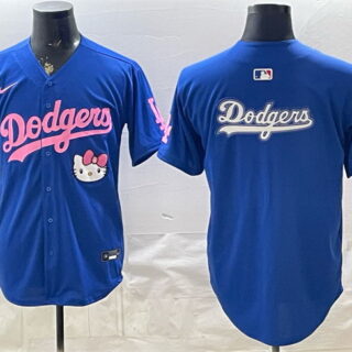 Men's Los Angeles Dodgers Team Big Logo Royal Hello Kitty Night Stitched Baseball Jerseys