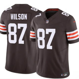 Men's Cleveland Browns #87 Kole Wilson Brown 2026 Draft F.U.S.E. Vapor Limited Stitched Football Jersey