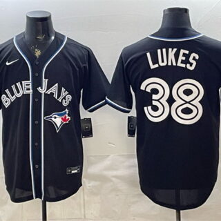 Men's Toronto Blue Jays #38 Nathan Lukes 2026 Fashion Replica Black Out Stitched Baseball Jersey