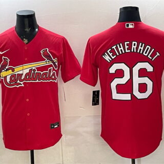 Men's St. Louis Cardinals #26 JJ Wetherholt Red Cool Base Stitched Baseball Jersey