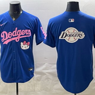 Men's Los Angeles Dodgers Team Big Logo Royal Hello Kitty Night Stitched Baseball Jersey