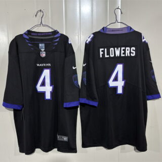 Men's Baltimore Ravens #4 Zay Flowers Black 2026 Alternate Vapor Stitched Limited Football Jersey