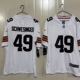 Men's Cleveland Browns #49 Carson Schwesinger White 2026 Vapor Limited Stitched Football Jersey
