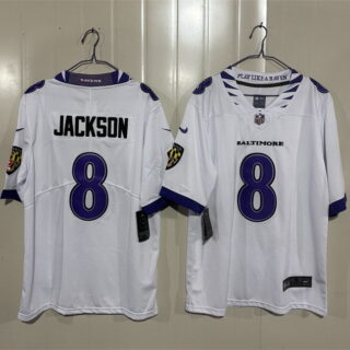 Men's Baltimore Ravens #8 Lamar Jackson White 2026 Vapor Stitched Limited Football Jersey