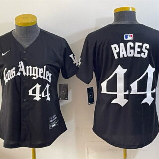 Women's Los Angeles Dodgers #44 Andy Pages Black LA Gothic Style Limited Stitched Baseball Jersey(Run Small)