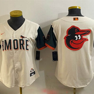 Women's Baltimore Orioles Team Big Logo Natural 2026 City Connect Stadium Stitched Baseball Jersey(Run Small)