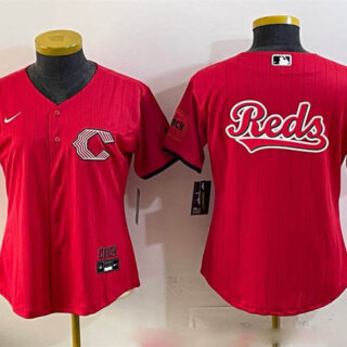 Women's Cincinnati Reds Team Big Logo Red 2026 City Connect Stadium Stitched Baseball Jersey(Run Small)