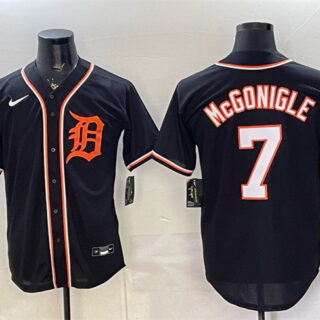 Men's Detroit Tigers #7 Kevin McGonigle 2026 Fashion Replica Black Out Stitched Baseball Jersey