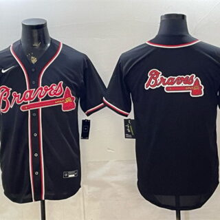 Men's Atlanta Braves Team Big Logo 2026 Fashion Replica Black Out Stitched Baseball Jersey