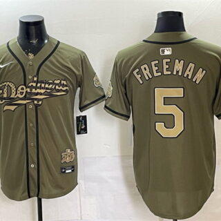 Men's Los Angeles Dodgers #5 Freddie Freeman Olive 2026 Armed Forces Day Stitched Baseball Jerseys