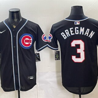 Men's Chicago Cubs #3 Alex Bregman 150th Anniversary Black Out Style Vapor Premier Limited Stitched Baseball Jersey