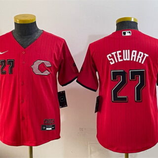 Women's Cincinnati Reds #27 Sal Stewart Red 2026 City Connect Stadium Stitched Baseball Jersey(Run Small)