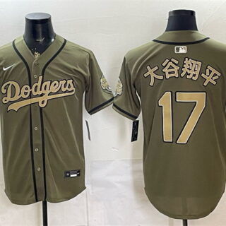 Men's Los Angeles Dodgers #17 Shohei Ohtani Olive 2026 Armed Forces Day Stitched Baseball Jerseys