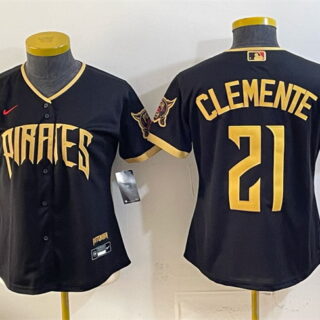 Women's Pittsburgh Pirates #21 Roberto Clemente Black 2026 City Connect Stadium Stitched Baseball Jersey(Run Small)