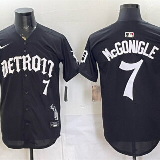 Men's Detroit Tigers #7 Kevin McGonigle 2026 Black 'Motor Gothic Edition' Vapor Premier Limited Stitched Baseball Jersey