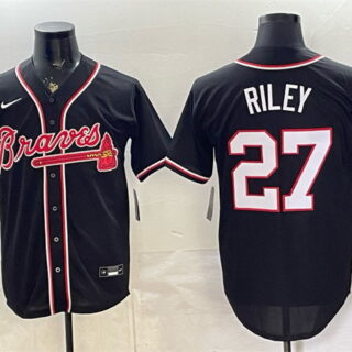 Men's Atlanta Braves #27 Austin Riley 2026 Fashion Replica Black Out Stitched Baseball Jersey