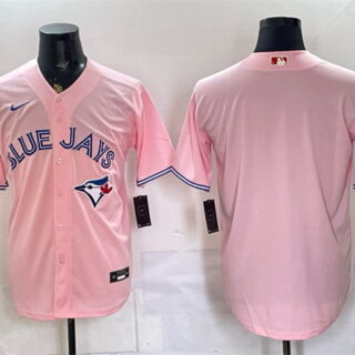 Men's Toronto Blue Jays Blank Pink 50 Seasons Patch Stitched Baseball Jersey
