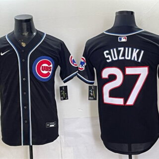 Men's Chicago Cubs #27 Seiya Suzuki 150th Anniversary Black Out Style Vapor Premier Limited Stitched Baseball Jersey