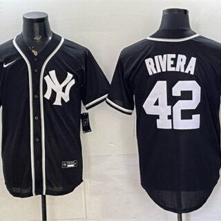 Men's New York Yankees #42 Mariano Rivera 2026 Fashion Replica Black Out Stitched Baseball Jersey