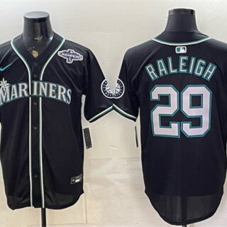 Men's Seattle Mariners #29 Cal Raleigh 50th Anniversary Black Out Style Vapor Premier Limited Stitched Baseball Jersey