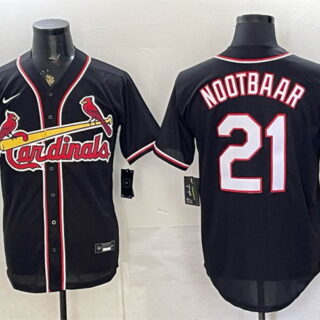 Men's St. Louis Cardinals #21 Lars Nootbaar 2026 Fashion Replica Black Out Stitched Baseball Jersey