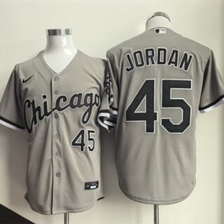 Men's Chicago White Sox #45 Michael Jordan Grey Cool Base Stitched Jersey