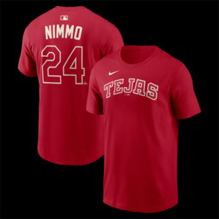 Men's Texas Rangers #24 Brandon Nimmo Red 2026 City Connect Name & Number T-Shirt