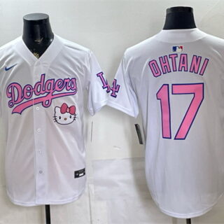 Men's Los Angeles Dodgers #17 Shohei Ohtani White 2025 Hello Kitty Vapor Limited Stitched Baseball Jersey(Run Small)