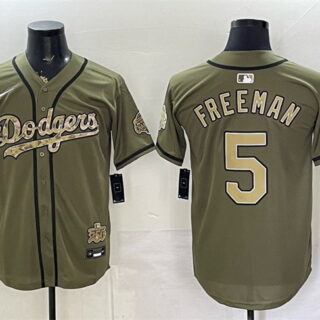 Men's Los Angeles Dodgers #5 Freddie Freeman Olive 2026 Armed Forces Day Stitched Baseball Jersey