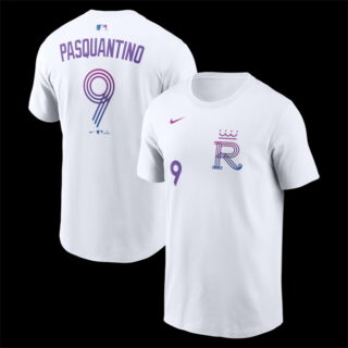 Men's Kansas City Royals #9 Vinnie Pasquantino White 2026 City Connect Name & Number T-Shirt
