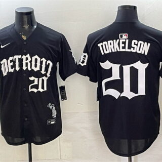Men's Detroit Tigers #20 Spencer Torkelson 2026 Black 'Motor Gothic Edition' Vapor Premier Limited Stitched Baseball Jersey
