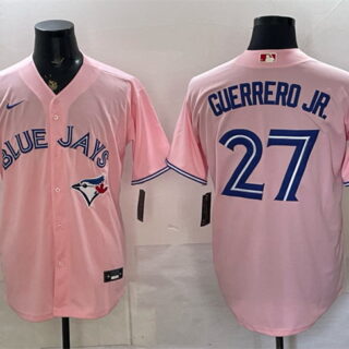 Men's Toronto Blue Jays #27 Vladimir Guerrero Jr. Pink 50 Seasons Patch Stitched Baseball Jersey
