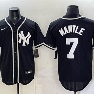 Men's New York Yankees #7 Mickey Mantle 2026 Fashion Replica Black Out Stitched Baseball Jersey