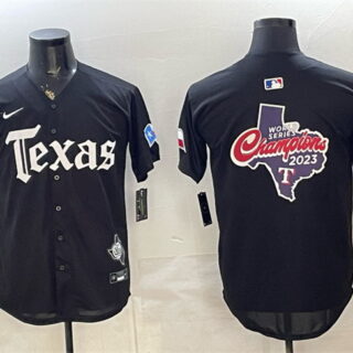 Men's Texas Rangers Team Big Logo Black Gothic Mexico 2025 Vapor Premier Limited Stitched Baseball Jersey