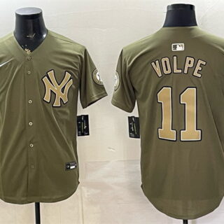 Men's New York Yankees #11 Anthony Volpe Olive 2026 Armed Forces Day Stitched Baseball Jersey