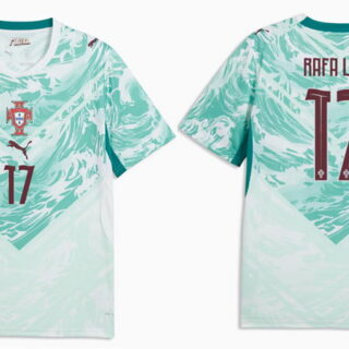 Men's Portugal Team #17 Rafael Leao White Green Away Soccer Jersey