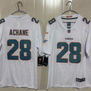 Men's Miami Dolphins #28 De'Von Achane White 2026 Vapor Limited Stitched Football Jersey