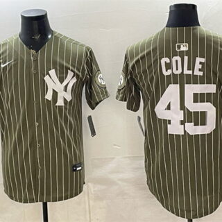 Men's New York Yankees #45 Gerrit Cole Olive 2026 Armed Forces Day Salute To Service Stitched Baseball Jersey