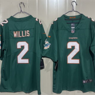 Men's Miami Dolphins #2 Malik Willis Aqua 2026 Vapor Limited Stitched Football Jersey