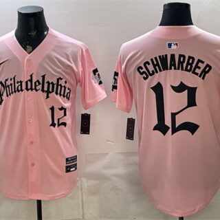 Men's Philadelphia Phillies #12 Kyle Schwarber Pink Gothic Vapor Limited Stitched Jersey