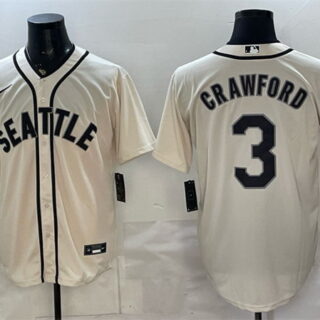 Men's Seattle Mariners #3 J.P. Crawford Cream With Name Alternate Stitched Baseball Jersey