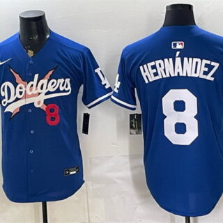 Men's Los Angeles Dodgers x One Piece #8 Enrique Hernandez Royal Vapor Premier Limited Stitched Baseball Jersey
