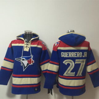 Men's Toronto Blue Jays #27 Vladimir Guerrero Jr. Royal Ageless Must-Have Lace-Up Pullover Hoodie